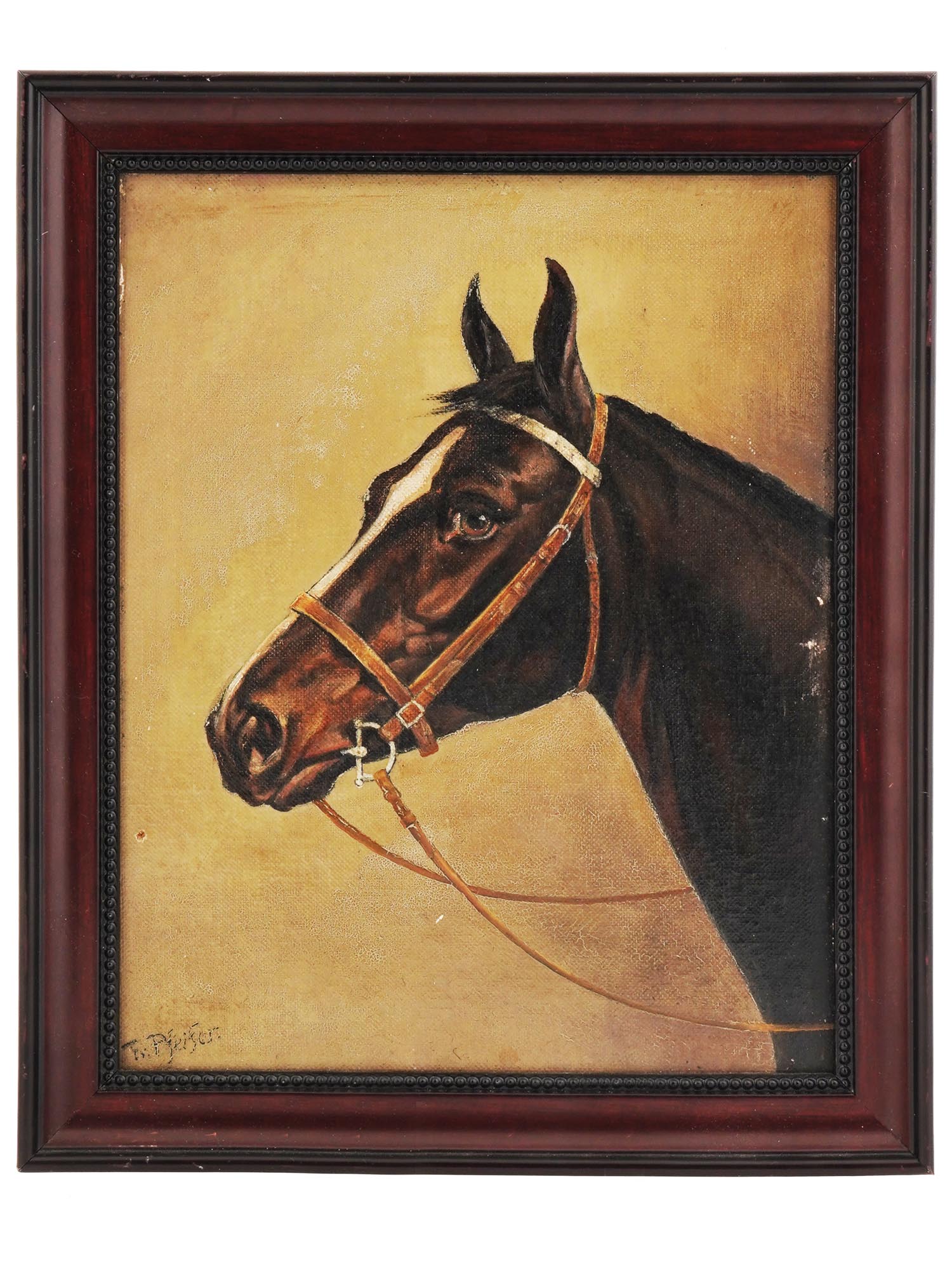 ATTRIBUTED TO FRITZ PFEIFFER HORSE OIL PAINTING PIC-0